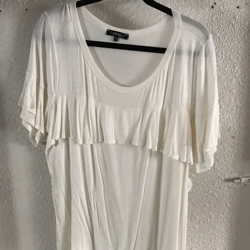 White Ruffle Buttery TShirt